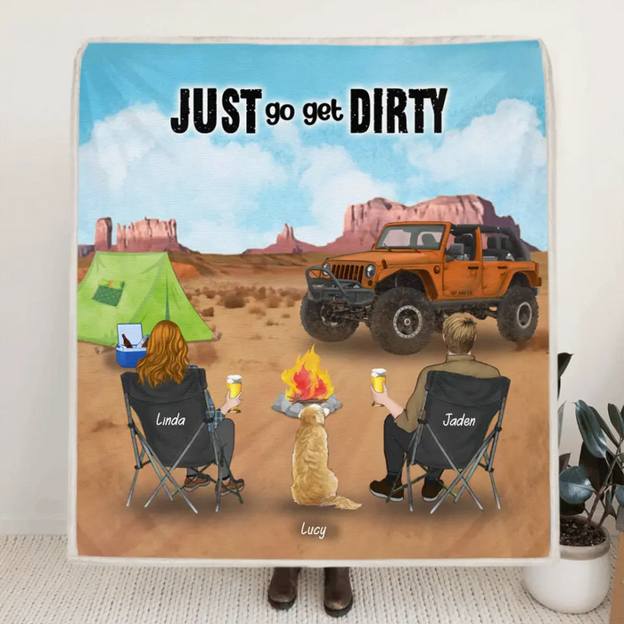Custom Personalized Off-road SUVs Quilt/Fleece Blanket - Best Gift Idea For Off-road Lovers - Man/Woman/Couple With Upto 3 Pets - Just Go Get Dirty