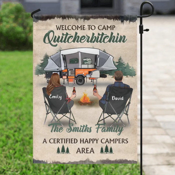 Custom Personalized Camping Flag Sign - Best Gift For Camping Lovers - A Certified Happy Campers Area