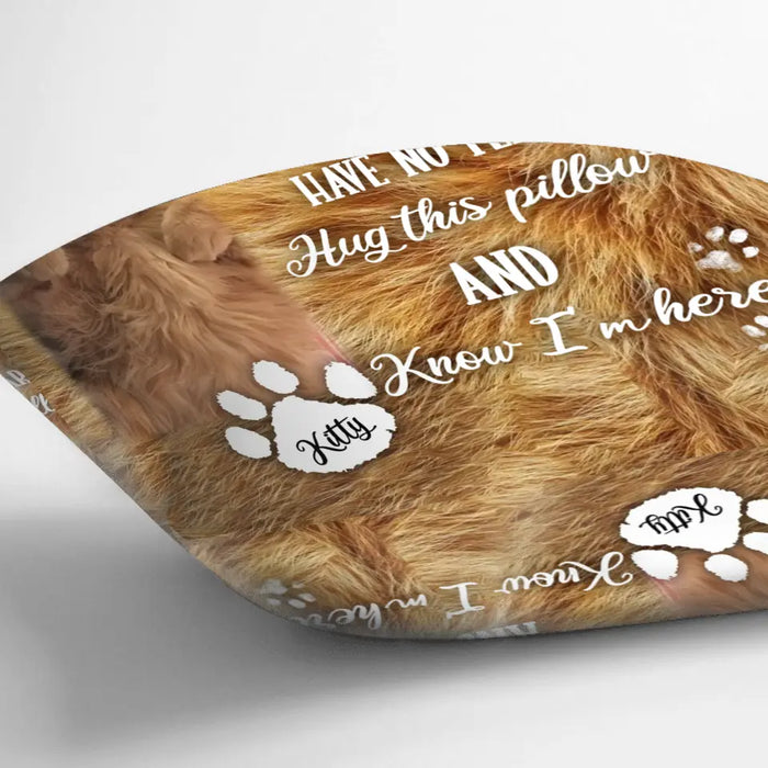 Custom Personalized Memorial Cat Pillow Cover - Upload Photo - Memorial Gift Idea for Cat Owners - When You Miss Me, Have No Fear Hug This Pillow