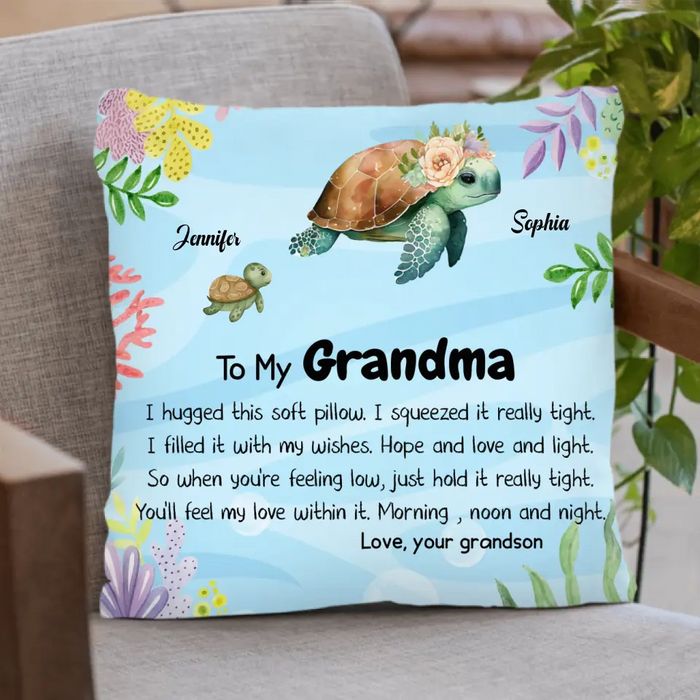 Custom Personalized Grandparent Pillow Cover - Upto 6 Grandchildren - Gift Idea For Grandma/Grandpa - I Hugged This Soft Pillow