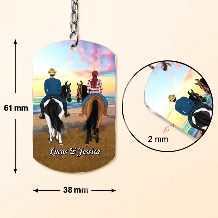 Personalized Riding Horse Couple Aluminum Keychain - Gift Idea For Him/ Husband - I'm Proud Of You