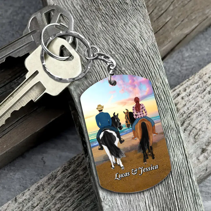 Personalized Riding Horse Couple Aluminum Keychain - Gift Idea For Him/ Husband - I'm Proud Of You