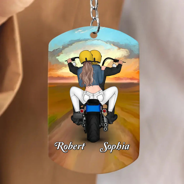 Personalized Riding Motor Couple Aluminum Keychain - Gift Idea For Him/ Husband - You're Sexy