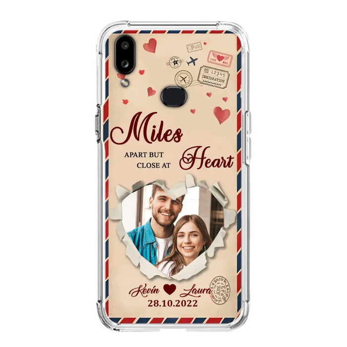 Custom Personalized Couple Phone Case - Gift Idea For Couple/ Valentines Day - Upload Photo - Miles Apart But Close At Heart - Case For iPhone/ Samsung