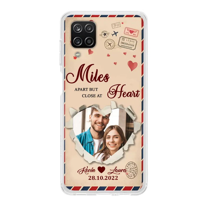 Custom Personalized Couple Phone Case - Gift Idea For Couple/ Valentines Day - Upload Photo - Miles Apart But Close At Heart - Case For iPhone/ Samsung