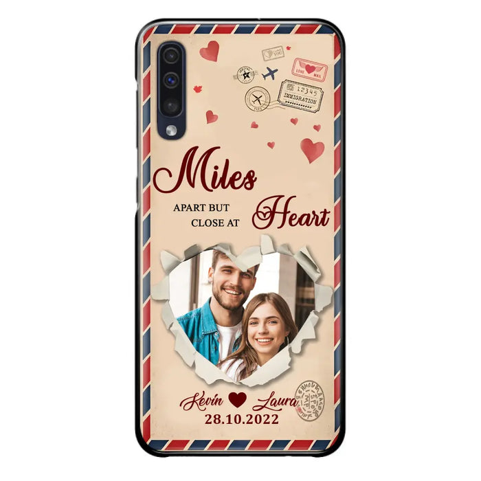 Custom Personalized Couple Phone Case - Gift Idea For Couple/ Valentines Day - Upload Photo - Miles Apart But Close At Heart - Case For iPhone/ Samsung