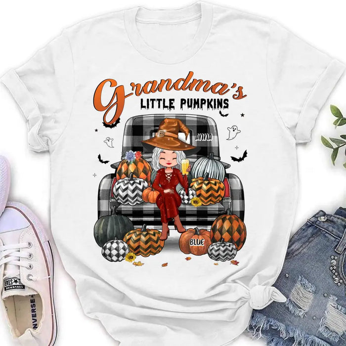 Custom Personalized Grandma Shirt/Hoodie - Upto 10 Kids - Halloween Gift For Grandma - Grandma's Little Pumpkins