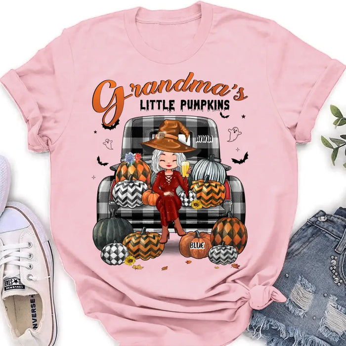 Custom Personalized Grandma Shirt/Hoodie - Upto 10 Kids - Halloween Gift For Grandma - Grandma's Little Pumpkins