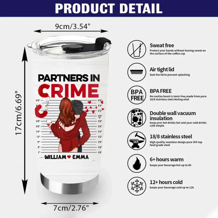 Personalized Couple Tumbler - Gift Idea For Him/Her/Couple/Valentine's Day - Partners In Crime