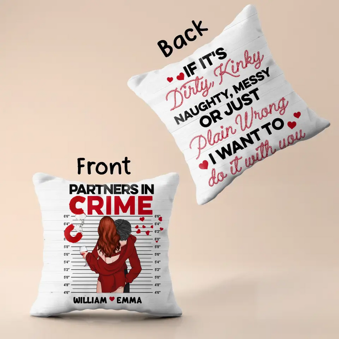 Custom Personalized Couple Pillow Cover - Best Gift Idea For Husband/ Wife/ Birthday/ Anniversary - Partners In Crime