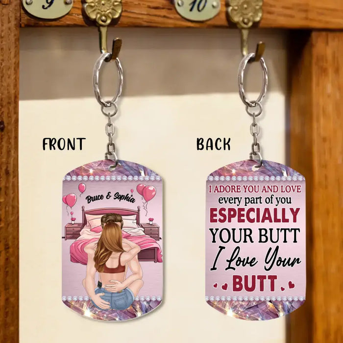 Personalized Sexy Couple Aluminum Keychain - Gift Idea For Couple/Her/Him - I Adore You