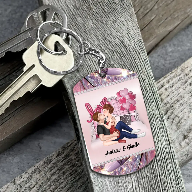 Personalized Sexy Couple Aluminum Keychain - Gift Idea For Couple/Her/Him - I'm Just A Girl Totally In Love With A Guy