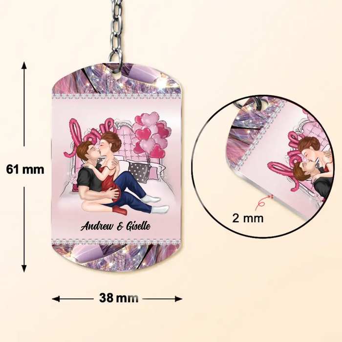 Personalized Sexy Couple Aluminum Keychain - Gift Idea For Couple/Her/Him - I'm Just A Girl Totally In Love With A Guy