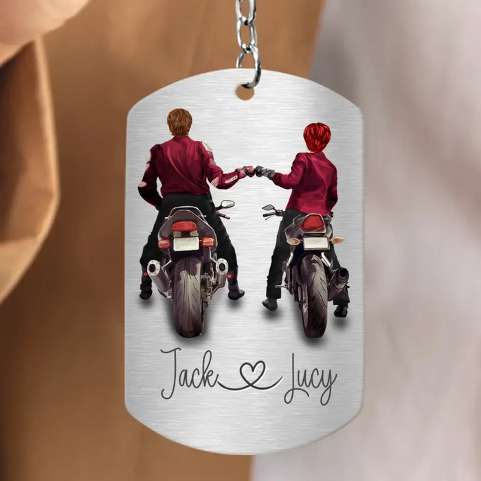 Personalized Riding Couple Aluminum Keychain - Gift Idea For Couple/Her/Him - I Love You  My Sexy Biker Babe