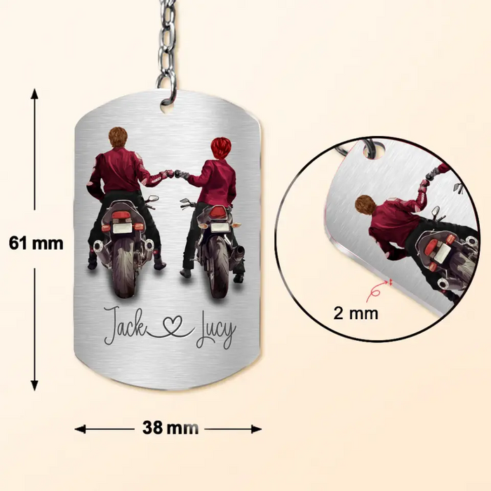 Personalized Riding Couple Aluminum Keychain - Gift Idea For Couple/Her/Him - I Love You  My Sexy Biker Babe