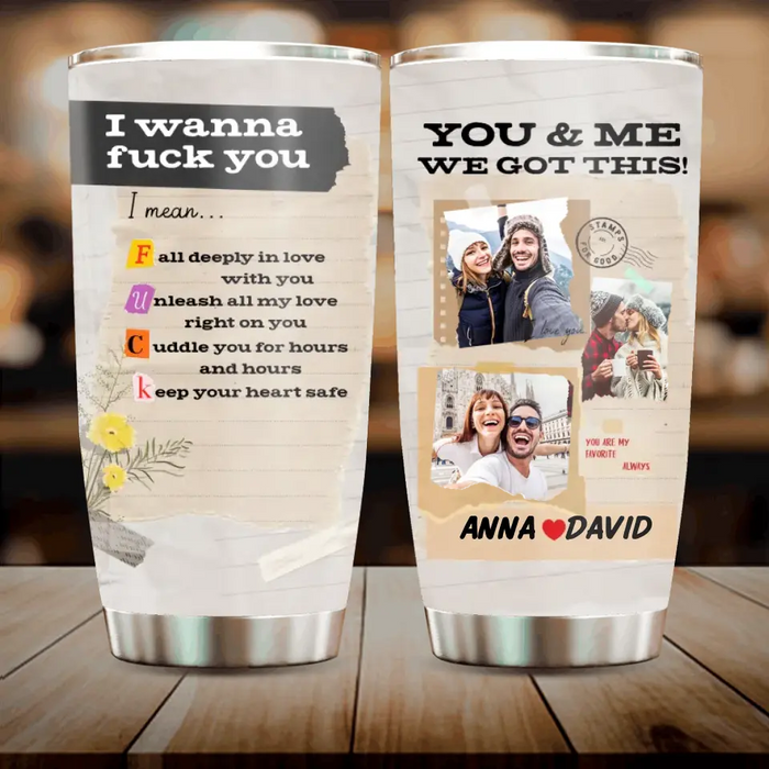 Custom Personalized Photo Couple Tumbler - Gift Idea for Couple/Him/Her - Upload Photos - Fall Deeply In Love With You