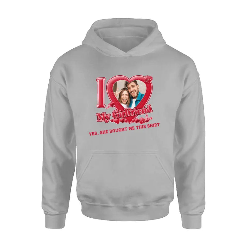 Personalized Couple T-Shirt/Long Sleeve/Sweatshirt/Hoodie - Upload Photo -  Gift Idea For Couple/Her/Valentine's Day - I Love My Girlfriend