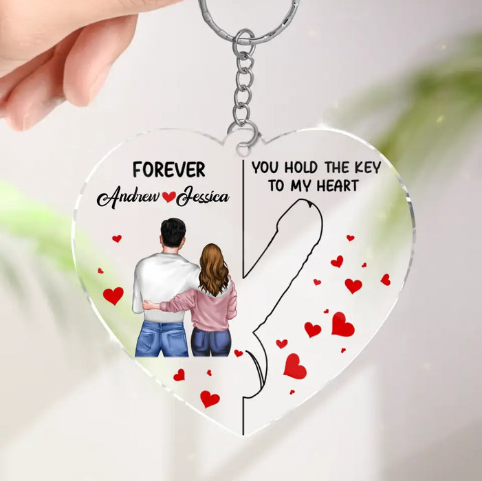 Custom Personalized Couple Acrylic Keychain - Upload Photo - Gift Idea For Couple/ Him/ Her/ Valentine's Day - Forever You Hold The Key To My Heart