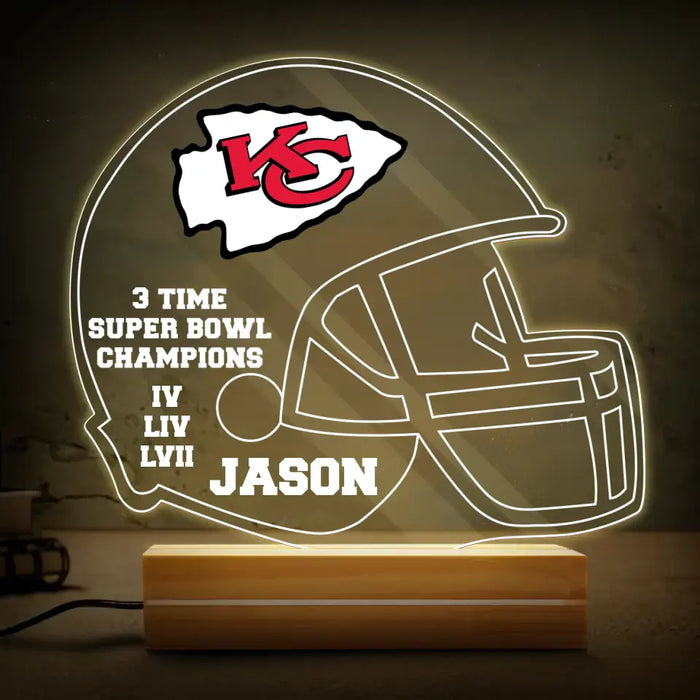 Personalized Sport Helmet Acrylic Night Light - Upload Logo - Gift Idea For Sport Lover