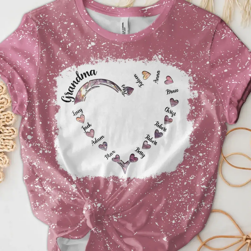 Personalized Grandma Hearts T-shirt - Family Best Gifts For Mother's Day -  Up to 12 Kids