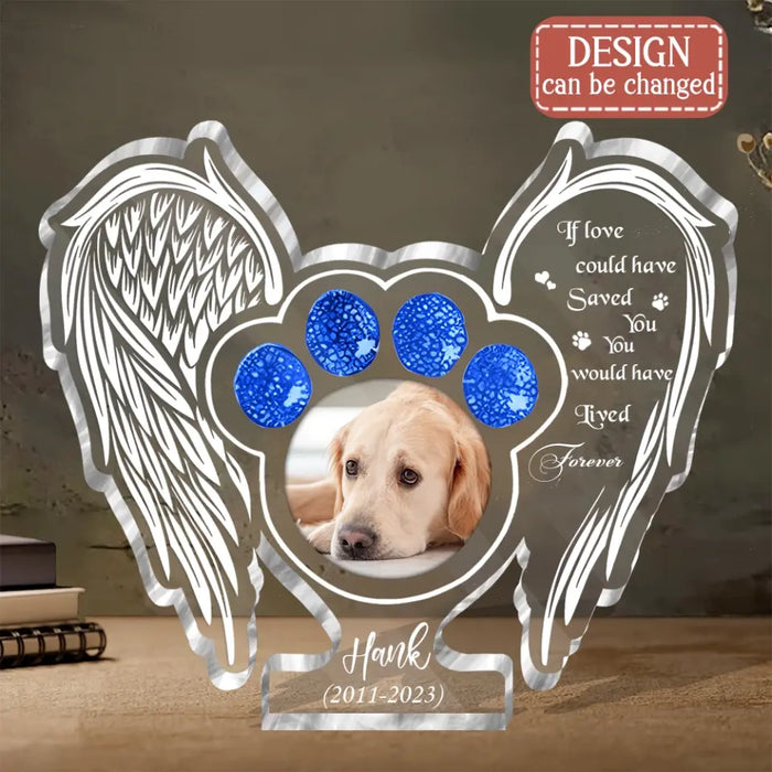 Custom Personalized Memorial Pet Wings Acrylic Plaque - Upload Photo - Memorial Gift Idea For Dog/ Cat Lover - The Moment Your Heart Stopped Mine Changed Forever