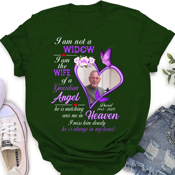 Custom Personalized Memorial Photo T-Shirt/ Long Sleeve/ Sweatshirt/ Hoodie - Upload Photo - Gift Idea For Family - I Am Not A Widow