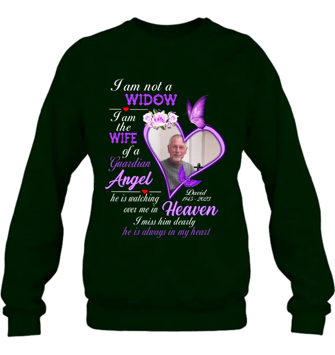 Custom Personalized Memorial Photo T-Shirt/ Long Sleeve/ Sweatshirt/ Hoodie - Upload Photo - Gift Idea For Family - I Am Not A Widow