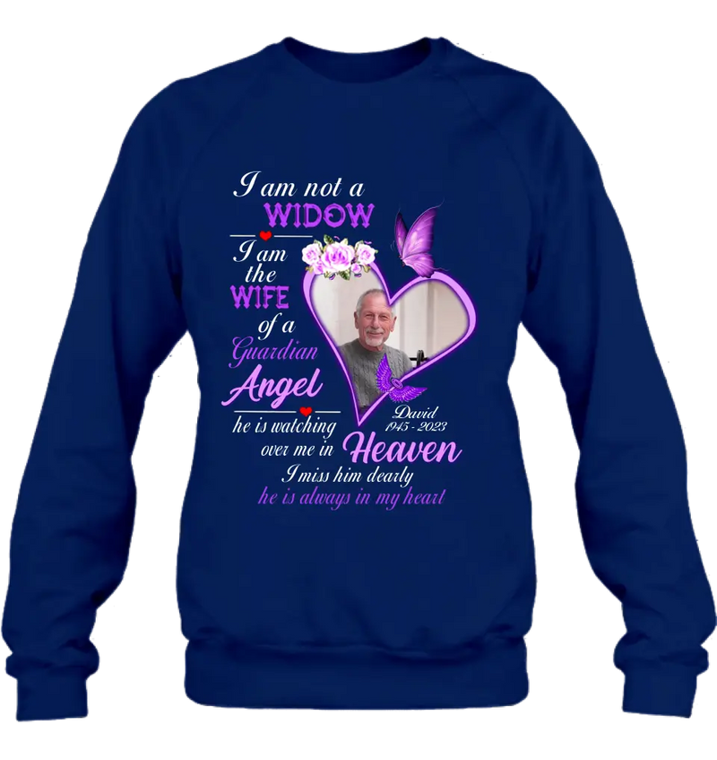 Personalized Memorial Photo T-Shirt/Long Sleeve/Sweatshirt/Hoodie - Upload Photo - Gift Idea For Family - I Am Not A Widow