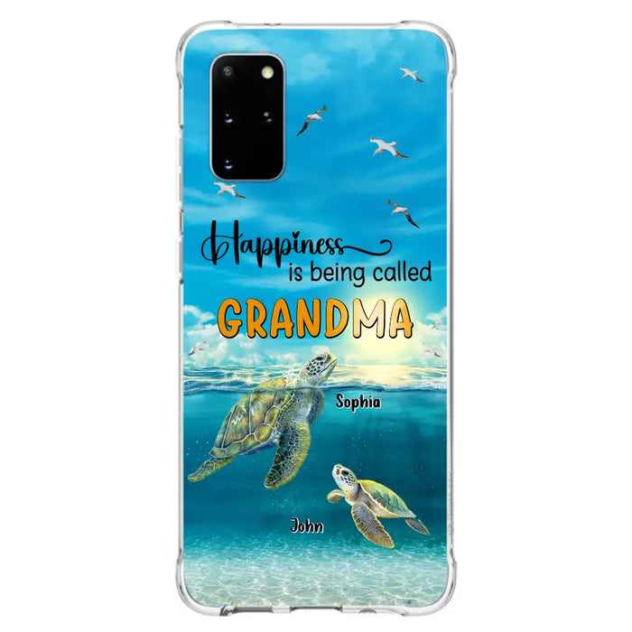 Custom Personalized Grandma Mom Turtle Phone Case - Gift Idea For Grandma - Up to 10 Kids - Happiness Is Being Called Grandma - Case For iPhone, Samsung