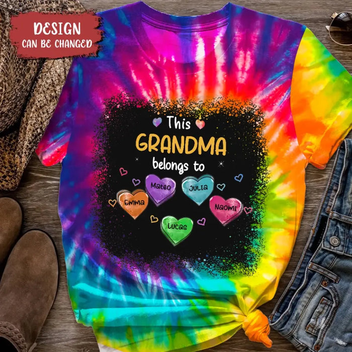 Custom Personalized Grandma T-shirt - Upto 10 Kids - Gift Idea For Grandma/ Mother - This Grandma Belongs To