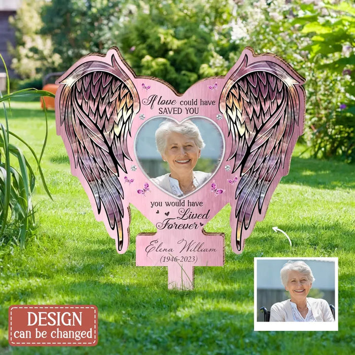 Custom Personalized Memorial Garden Stake - Upload Photo - Memorial Gift Idea For Family Member - Your Wings Were Ready But My Heart Was Not