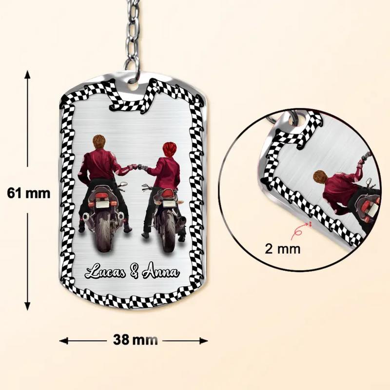 Personalized Riding Couple Aluminum Keychain - Gift Idea For Couple/Her/Him - The Road Is Calling And I Must Go