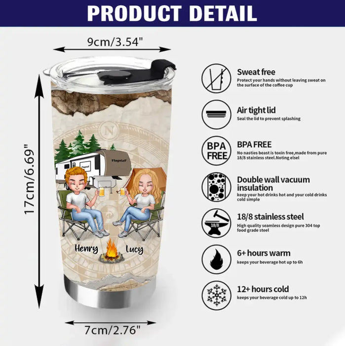 Personalized Camping Tumbler - Gift Idea For Couple/Camping Lovers - Making Memories On Trip At A Time