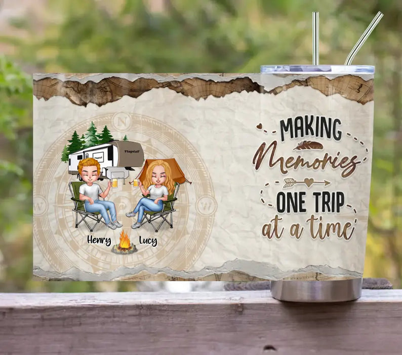 Personalized Camping Tumbler - Gift Idea For Couple/Camping Lovers - Making Memories On Trip At A Time