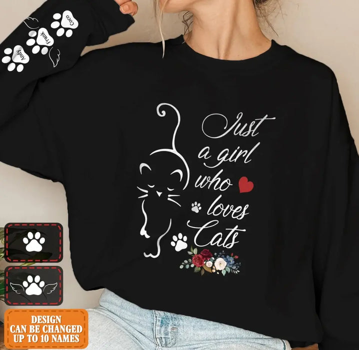 Custom Personalized Just A Girl Who Loves Cats Sweater - Upto 10 Cats - Gift Idea For Cat Lover