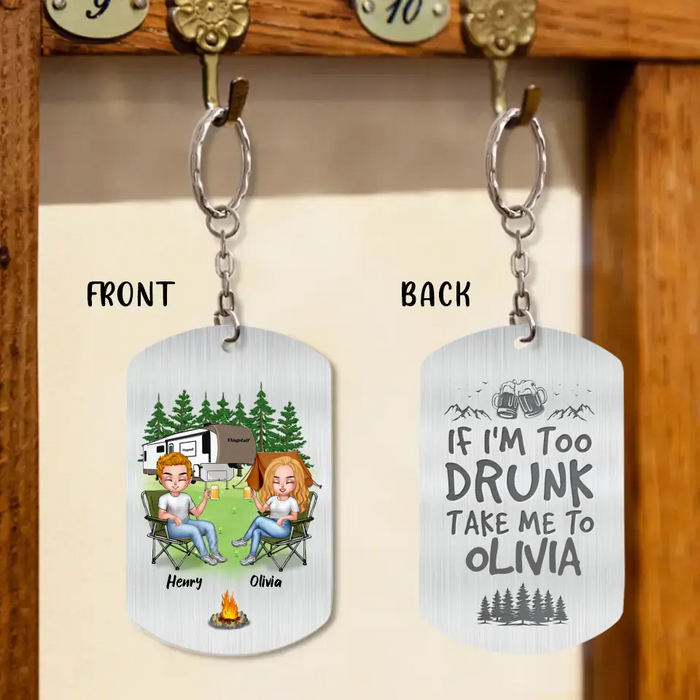 Personalized Camping Couple Aluminum Keychain - Gift Idea For Couple/Camping Lovers - Take Me To Olivia