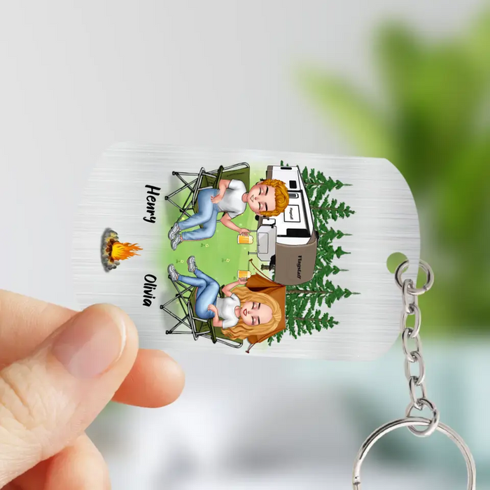 Personalized Camping Couple Aluminum Keychain - Gift Idea For Couple/Camping Lovers - Take Me To Olivia