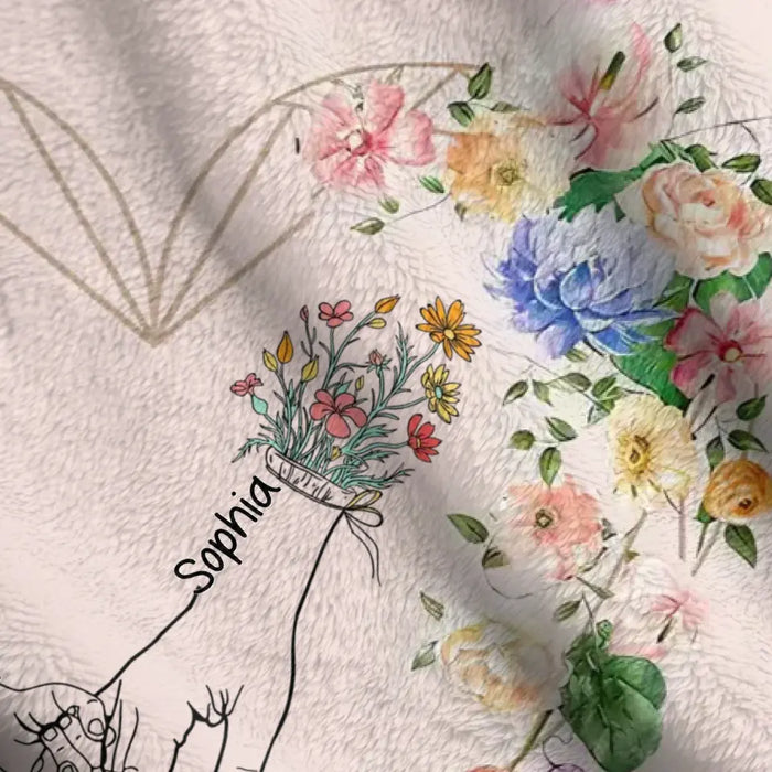 Personalized Mom Quilt Blanket/Fleece Throw Blanket - Gift Idea From Kid To Mom with up to 6 Kids - Mother's Day Gift