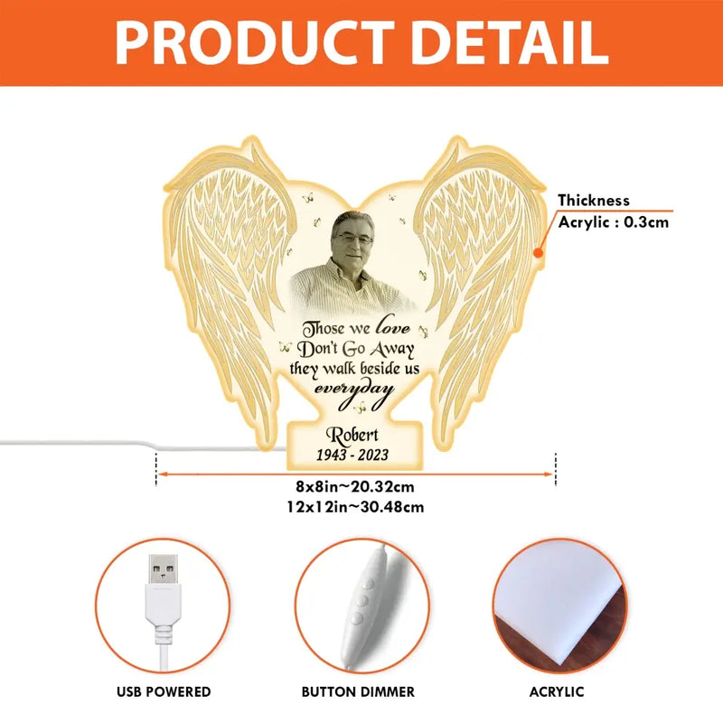 Personalized Memorial Dad Wings Photo Light Box Light - Memorial Gift Idea For Family Member - If Love Could Have Saved You You Would Have Lived Forever