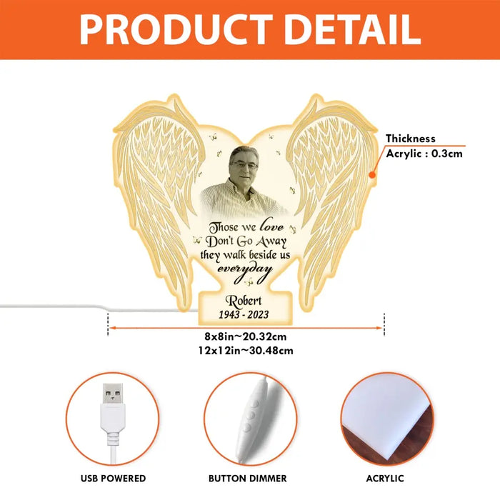 Personalized Memorial Pet Wings Photo Light Box Light - Memorial Gift Idea For Family Member - Best Friends Come Into Our Lives And Leave Paw Prints On Our Hearts