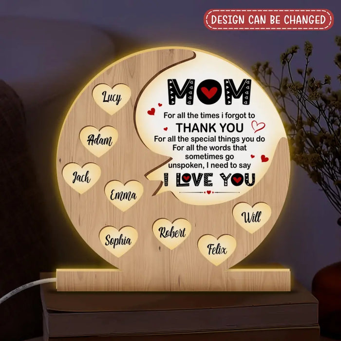 Personalized Mother Light Box - Up to 10 Kids - Gift Idea For Mother's Day - Mom For All The Times I Forgot To Thank You