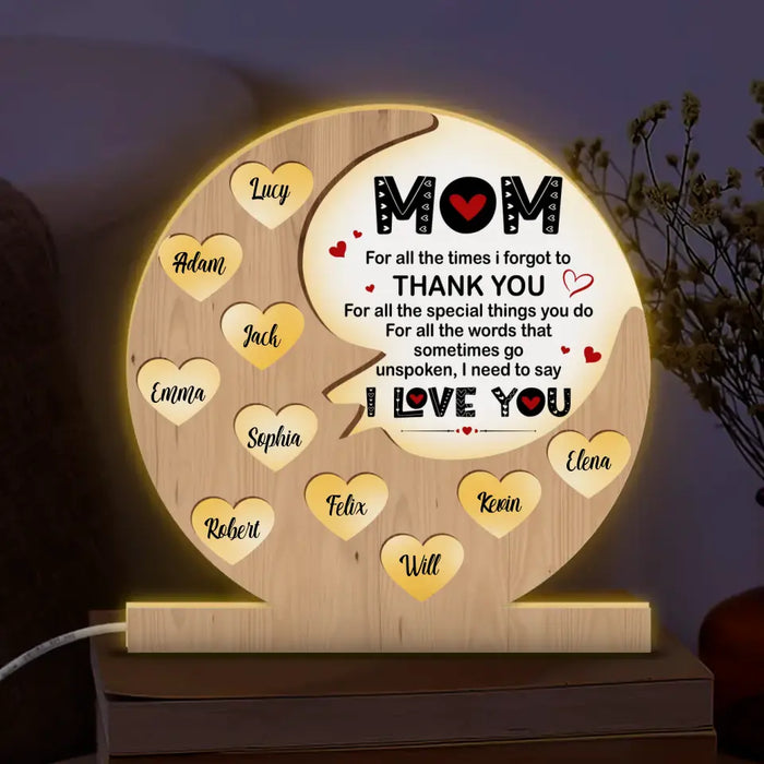 Personalized Mother Light Box - Up to 10 Kids - Gift Idea For Mother's Day - Mom For All The Times I Forgot To Thank You