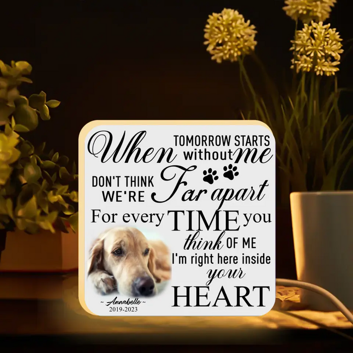 Custom Personalized Memorial Pet Photo Light Box - Memorial Gift Idea For Pet Lover - When Tomorrow Starts Without Me