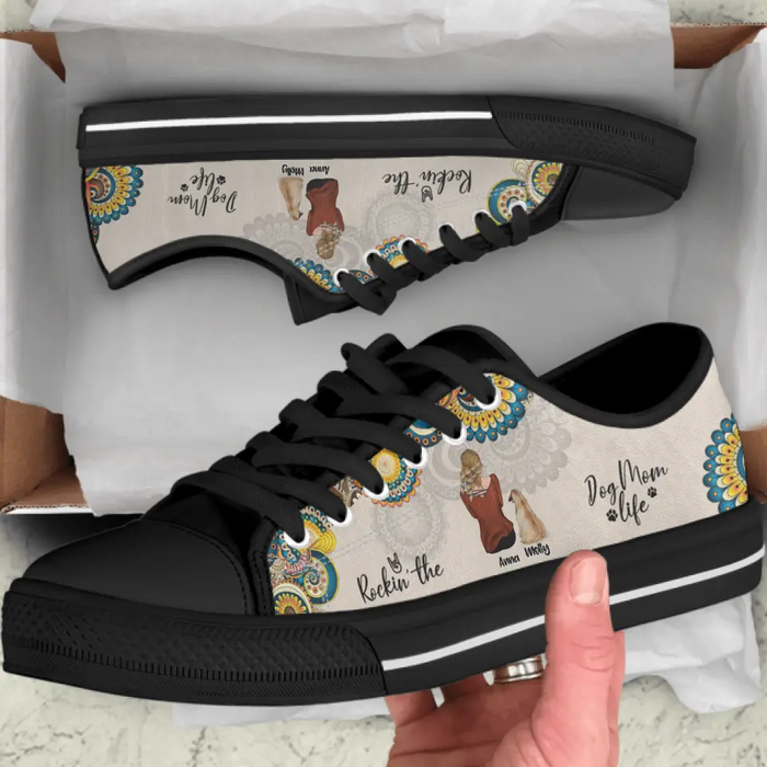 Custom Personalized Dog Mom Sneakers - Upto 4 Dogs - Gift Idea For Dog Lovers - Rockin' The Dog Mom Life