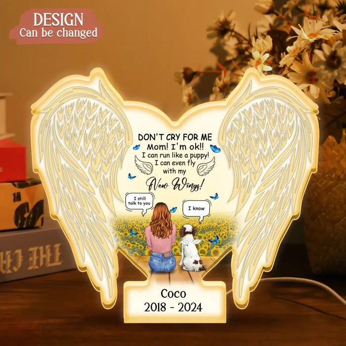 Custom Personalized Memorial Dog Wings Light Box - Memorial Gift Idea For Dog/ Cat Lover - Don't Cry For Me Mom! I'm Ok