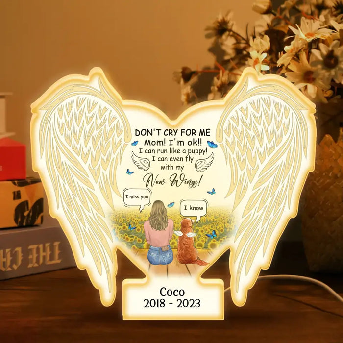 Custom Personalized Memorial Dog Wings Light Box - Memorial Gift Idea For Dog/ Cat Lover - Don't Cry For Me Mom! I'm Ok
