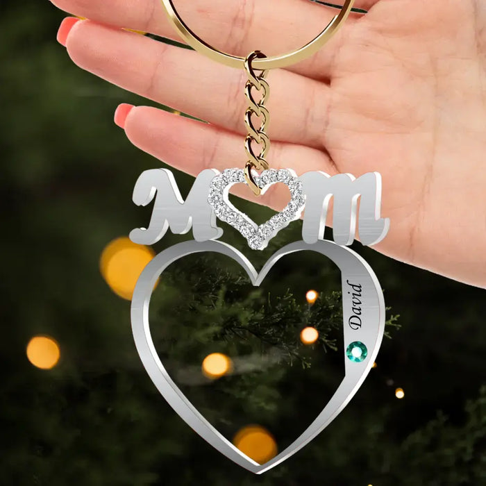 Personalized Mom Heart Acrylic Keychain - Up to 8 Names - Gift Idea For Mom/Mother's Day