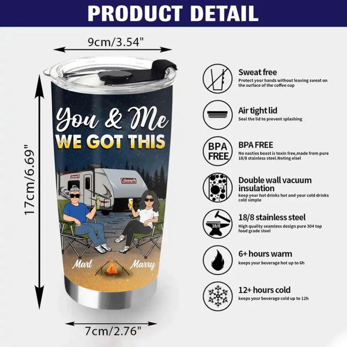 Custom Personalized Camping Couple Tumbler - Gift Idea For Camping Lovers/Couple - Husband & Wife Camping Partners For Life