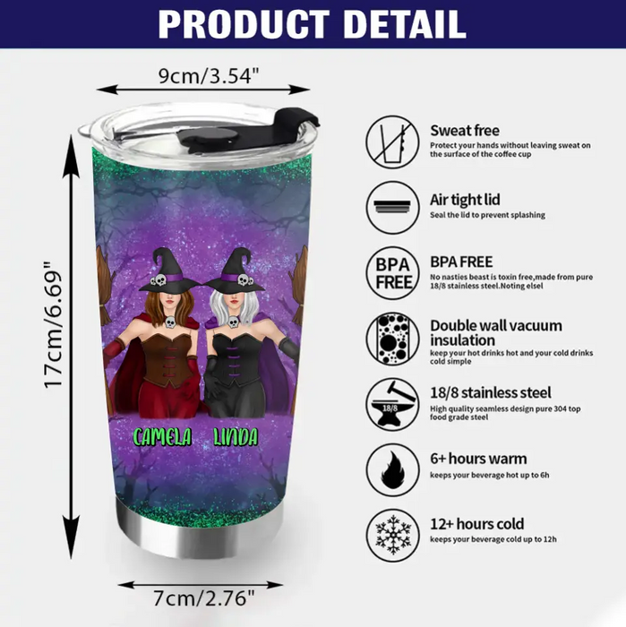 Custom Personalized Witch Besties Tumbler - Gift Idea For Witch Lovers/Friends - Best Witches Here's To Another Year Of Bonding Over Alcohol