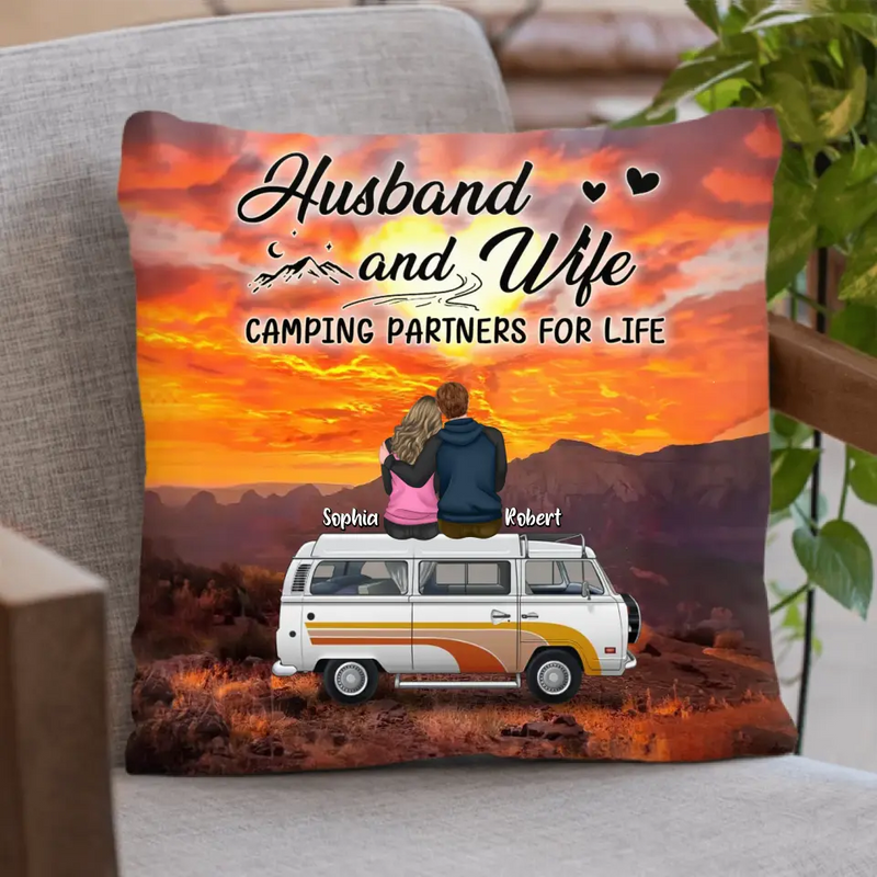 Personalized Camping Fleece Throw Blanket/Quilt/Pillow Cover - Gift Idea For Camping Lover/Couple - Camping Partners For Life